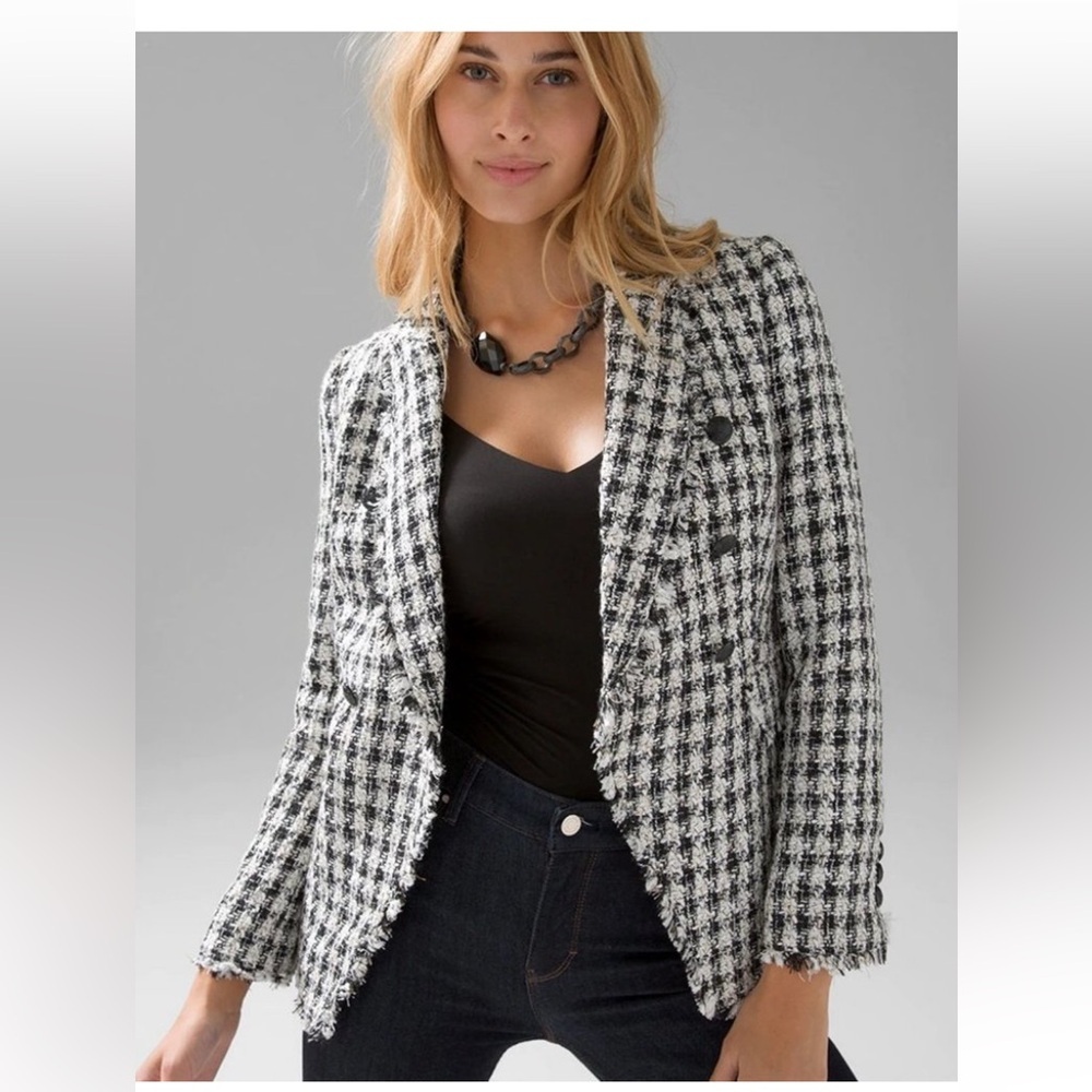 White House Black Market Tweed Houndstooth Novelty Blazer Size 6